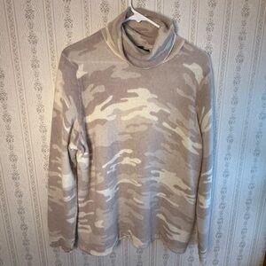 Charter Club Cashmere Sweater womens Size XXL Tan Camouflage Turtleneck